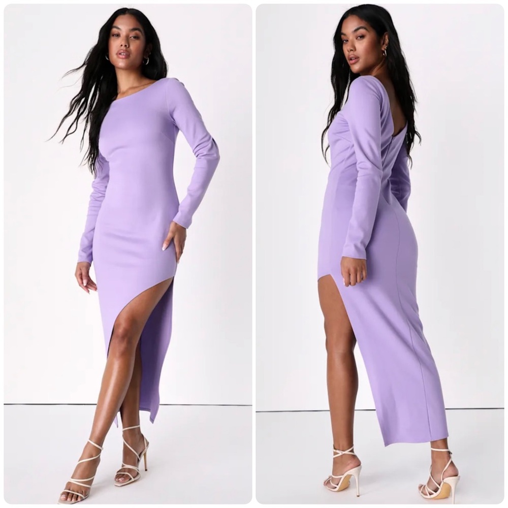 Lulus Dreaming About You Lilac High Slit Maxi Dress